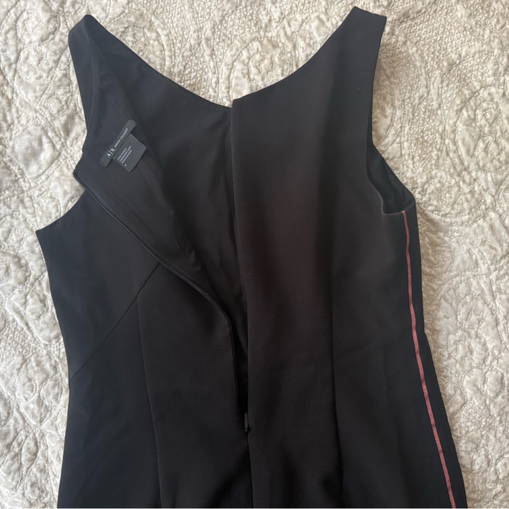 Armani Exchange Black Mini Dress with Salmon Trim